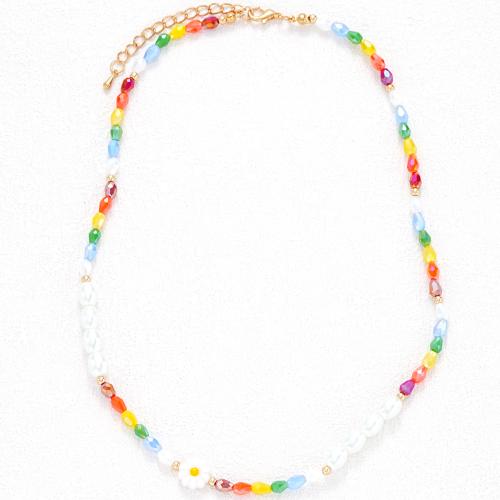 Colliers de perles de verre, Des billes de verre, avec perle de plastique & Acrylique, avec 6.5cm chaînes de rallonge, fait à la main, bijoux de mode & pour femme, multicolore, Longueur 44.5 cm, Vendu par PC