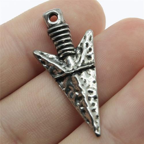 Sinc Alloy Pendants, Arrow, dath airgid antique plátáilte, DIY, 36x16mm, Díolta De réir PC