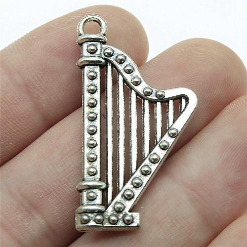 Musical Instrument Shaped Zinc Alloy Pendants Harp plated DIY Sold By PC