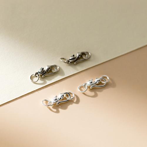 925 sterling zilver Clasp, Kat, DIY, meer kleuren voor de keuze, 14x6x3mm, Verkocht door PC