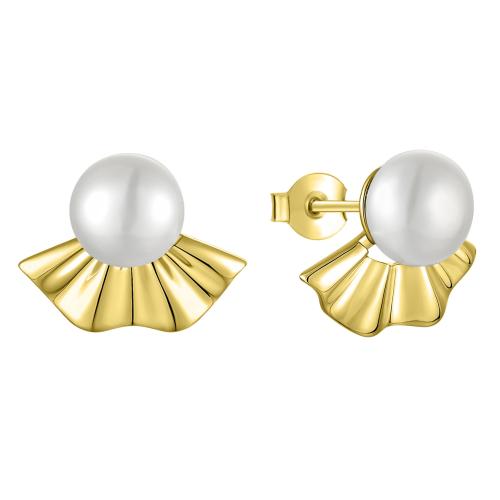 925 Sterling Silver Stud Earring with Freshwater Pearl fashion jewelry & for woman Sold By Pair