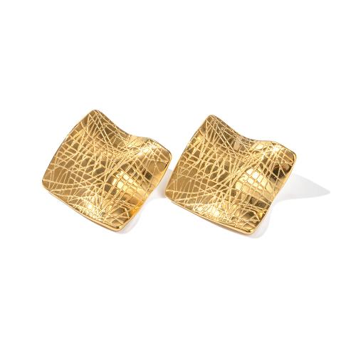 Roestvrij staal Stud Earrings, 304 roestvrij staal, 18K verguld, mode sieraden & voor vrouw, gouden, 30.60mm, Verkocht door pair