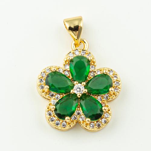 Cubic Zirconia Micro Pave Brass Pendant Flower fashion jewelry & micro pave cubic zirconia & for woman Approx 3mm Sold By Lot