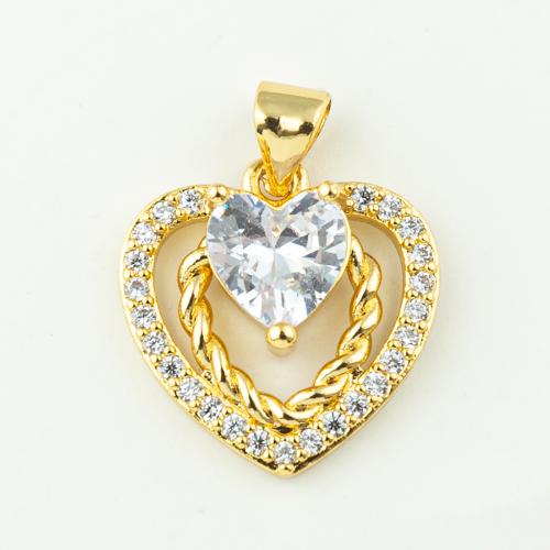 Cubic Zirconia Micro Pave Brass Pendant Heart fashion jewelry & micro pave cubic zirconia & for woman golden Approx 3mm Sold By Lot