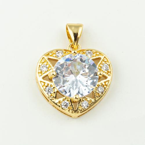 Cubic Zirconia Micro Pave Brass Pendant Heart fashion jewelry & micro pave cubic zirconia & for woman golden Approx 3mm Sold By Lot