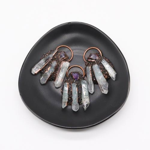 Quartz Gemstone Pendants Zinc Alloy with Clear Quartz antique copper color plated DIY nickel lead & cadmium free Sold By PC