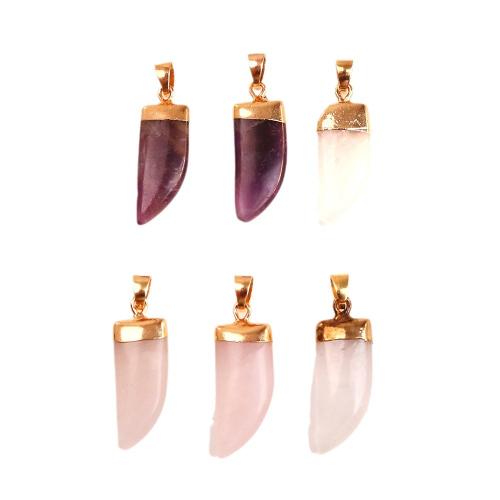 Quartz Gemstone Pendants with Brass Sword gold color plated DIY Sold By PC