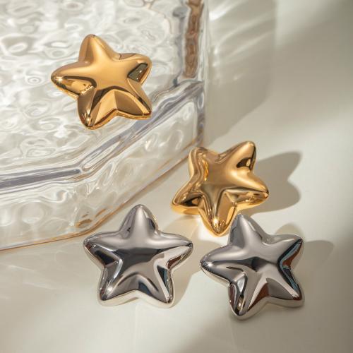 Stainless Steel Stud Earrings 304 Stainless Steel Star plated fashion jewelry Sold By Pair