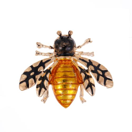 Zinc Alloy Brooches Bee plated fashion jewelry & enamel golden nickel lead & cadmium free Sold By PC