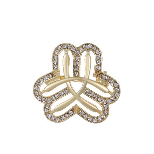 Zinc Alloy Brooches plated fashion jewelry & with rhinestone golden nickel lead & cadmium free 29mm Sold By PC