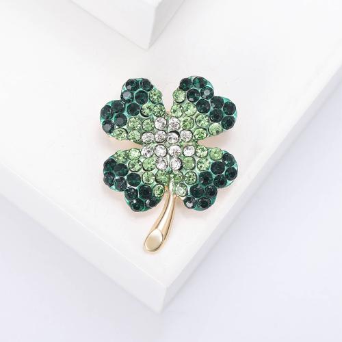 Zinc Alloy Brooches Grass plated fashion jewelry & with rhinestone nickel lead & cadmium free Sold By PC