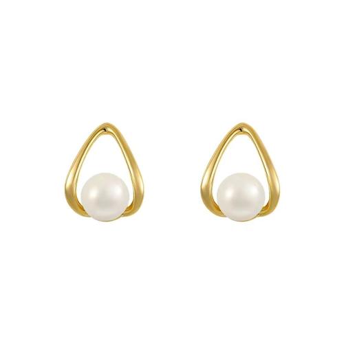 925 Sterling Silver Stud Earrings with Plastic Pearl for woman Sold By Pair