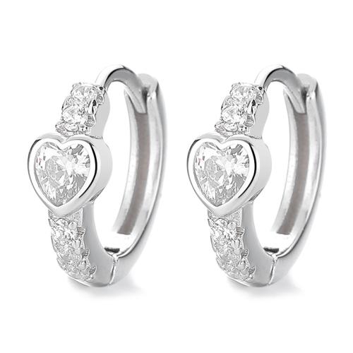 Kubinių Zirconia Mikro Pave sidabro auskarai, 925 Sterling Silver, įvairių stilių pasirinkimas & mikro nutiesti kubinių Zirconia & moters, daugiau spalvų pasirinkimas, 11x12mm, Pardavė Pora