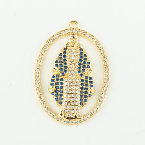 Cubic Zirconia Micro Pave Brass Pendant real gold plated DIY & micro pave cubic zirconia gold Sold By PC