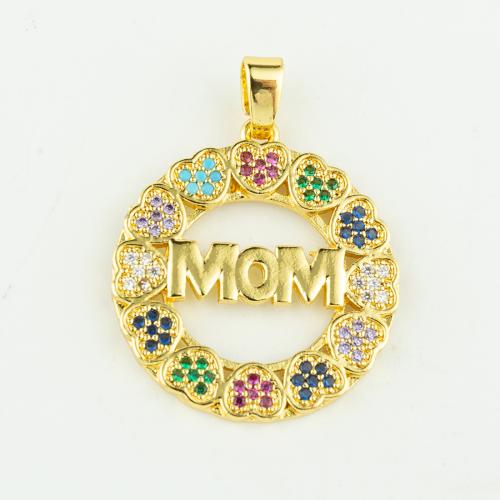 Cubic Zirconia Micro Pave Brass Pendant real gold plated DIY & micro pave cubic zirconia gold Sold By PC