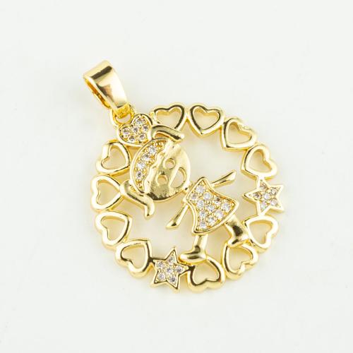 Cubic Zirconia Micro Pave Brass Pendant real gold plated DIY & micro pave cubic zirconia gold Sold By PC