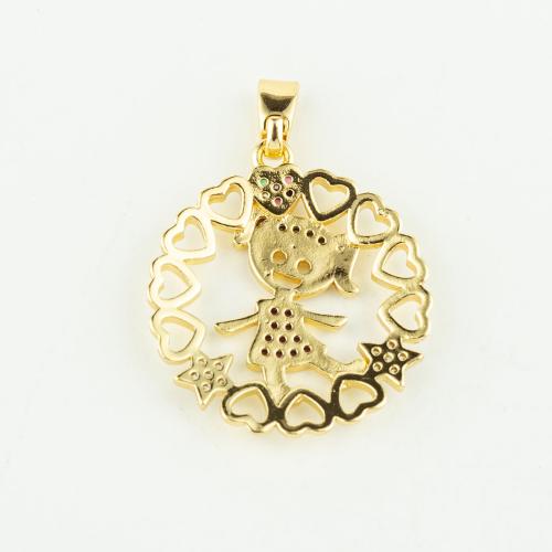 Cubic Zirconia Micro Pave Brass Pendant real gold plated DIY & micro pave cubic zirconia gold Sold By PC