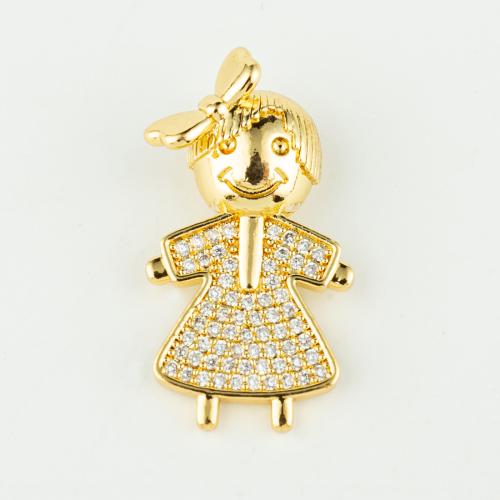 Cubic Zirconia Micro Pave Brass Pendant real gold plated DIY & micro pave cubic zirconia gold Sold By PC