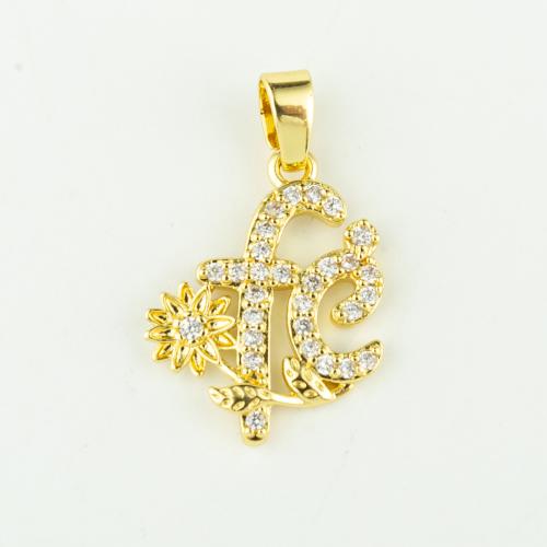 Cubic Zirconia Micro Pave Brass Pendant real gold plated DIY & micro pave cubic zirconia gold Sold By PC