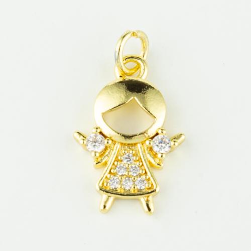 Cubic Zirconia Micro Pave Brass Pendant Girl real gold plated DIY & micro pave cubic zirconia gold Sold By PC