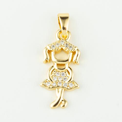 Cubic Zirconia Micro Pave Brass Pendant real gold plated DIY & micro pave cubic zirconia gold Sold By PC