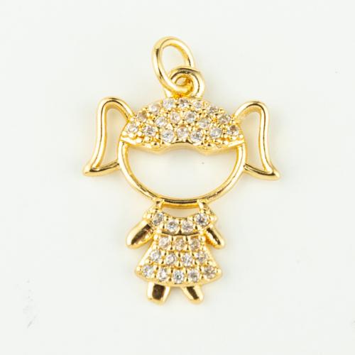 Cubic Zirconia Micro Pave Brass Pendant real gold plated DIY & micro pave cubic zirconia gold Sold By PC