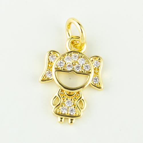 Cubic Zirconia Micro Pave Brass Pendant real gold plated DIY & micro pave cubic zirconia gold Sold By PC