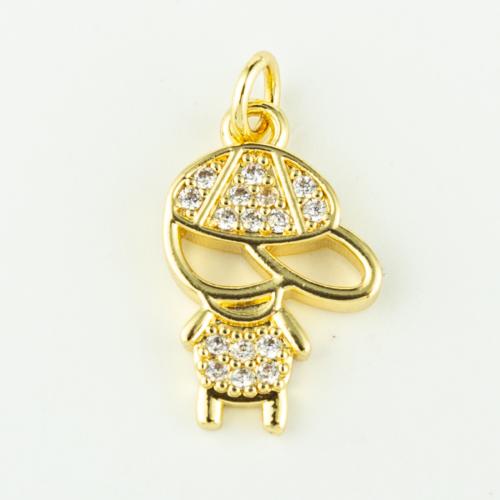 Cubic Zirconia Micro Pave Brass Pendant real gold plated DIY & micro pave cubic zirconia gold Sold By PC