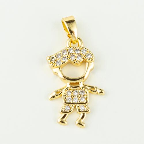 Cubic Zirconia Micro Pave Brass Pendant real gold plated DIY & micro pave cubic zirconia gold Sold By PC