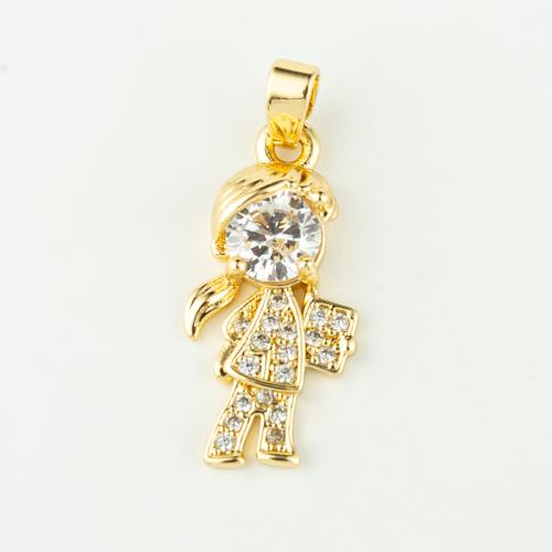 Cubic Zirconia Micro Pave Brass Pendant real gold plated DIY & micro pave cubic zirconia gold Sold By PC