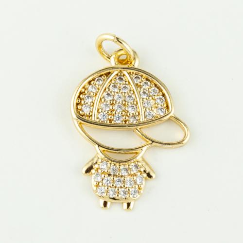 Cubic Zirconia Micro Pave Brass Pendant real gold plated DIY & micro pave cubic zirconia gold Sold By PC