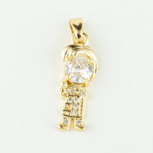 Cubic Zirconia Micro Pave Brass Pendant real gold plated DIY & micro pave cubic zirconia gold Sold By PC