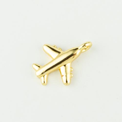 Brass Jewelry Pendants Airplane real gold plated DIY gold Sold By PC