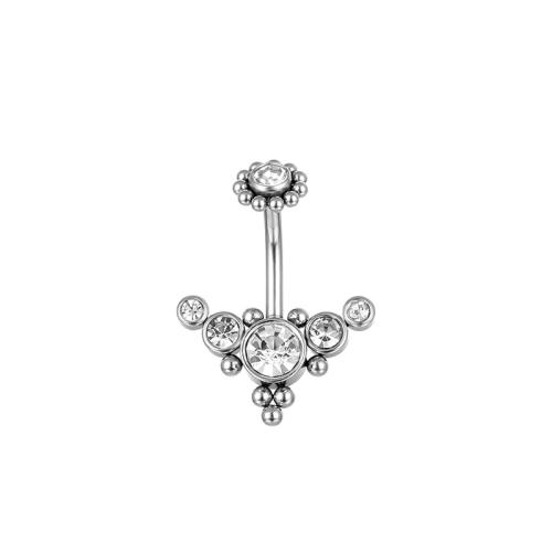 Stainless Steel Belly Ring 316 Stainless Steel plated Unisex & micro pave cubic zirconia original color 1.6*10*7/(12*18)mm Sold By PC