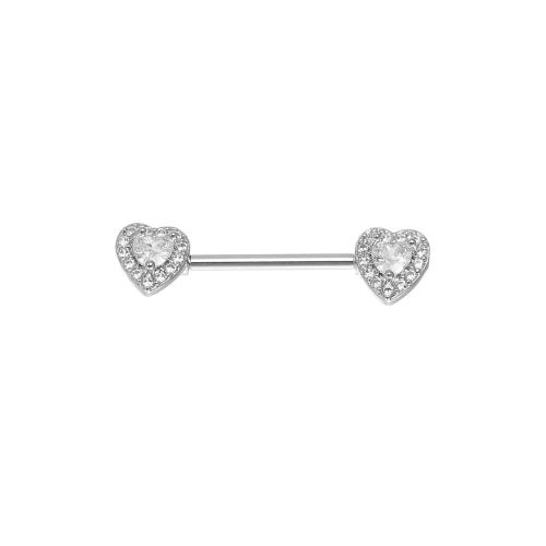 Stainless Steel Nipple Ring 316 Stainless Steel Unisex & micro pave cubic zirconia 1.6*16*5/5mm Sold By PC