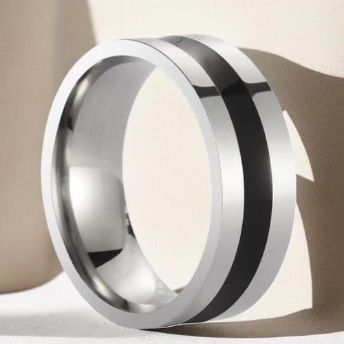 Titantium Steel Finger Ring, Titanium Steel, galvanizált, egynemű & különböző méretű a választás & különböző stílusokat a választás & epoxy matrica, az eredeti szín, 5PC-k/Lot, Által értékesített Lot