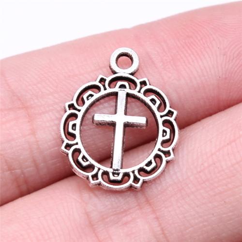 Zinc Alloy Cross Přívěsky, Zinek, Kříž, starožitné barva postříbřená, DIY, 19x16mm, Prodáno By PC