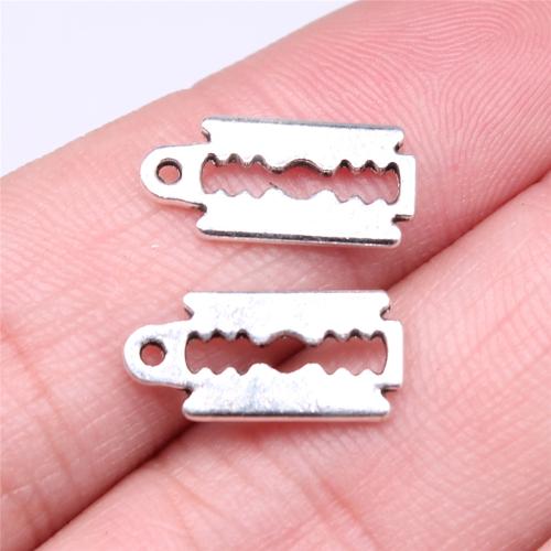 Zinc Alloy Pendants Razor Blade antique silver color plated DIY Sold By PC