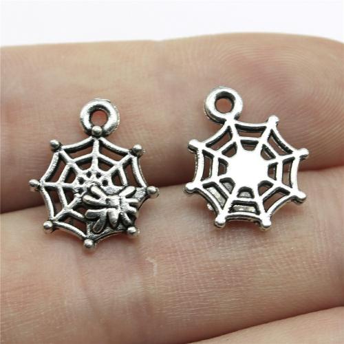 Sinc Alloy Pendants, gréasáin Spider, dath airgid antique plátáilte, DIY, 17x14mm, Díolta De réir PC