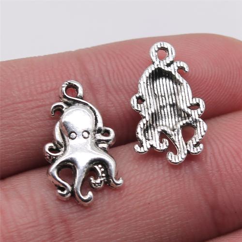 Zinklegering Animal Hangers, Zinc Alloy, Octopus, antiek zilver plated, DIY, 10x18mm, Verkocht door PC