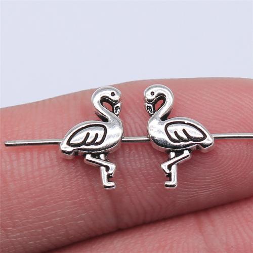 Zink Alloy Animal Pärlor, Fågel, antik silver pläterad, DIY, 12x7mm, Säljs av PC