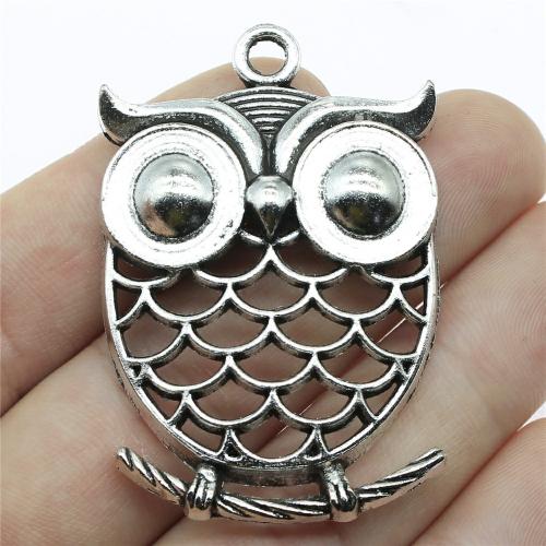 Zinc Alloy Animal Pendler, Owl, forgyldt, du kan DIY, flere farver til valg, 51x35mm, Solgt af PC