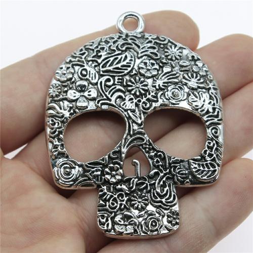 Zinc Alloy Skull Pendler, forgyldt, du kan DIY, flere farver til valg, 66x49mm, Solgt af PC