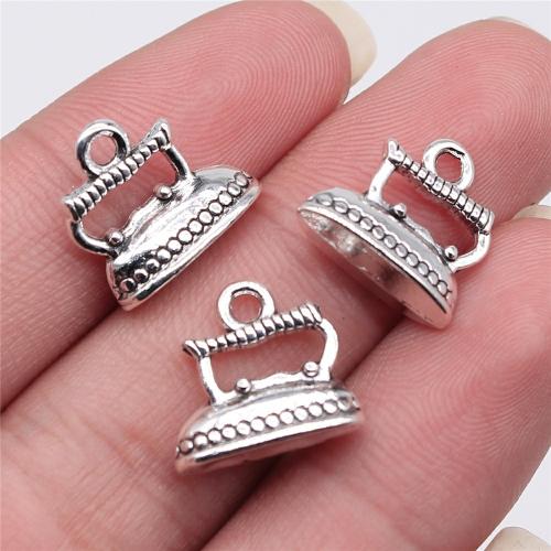 Cink ötvözet Medálok, Iron Forma, antik ezüst színű bevonattal, DIY, 13x14mm, Által értékesített PC