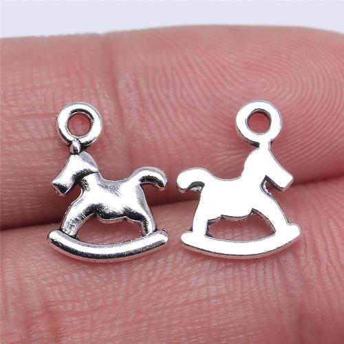 Zinc Alloy Pendants rocking horse antique silver color plated DIY Sold By PC