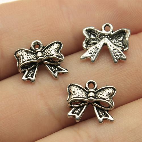 Zinc Alloy Bowknot Pendants antique silver color plated DIY Sold By PC