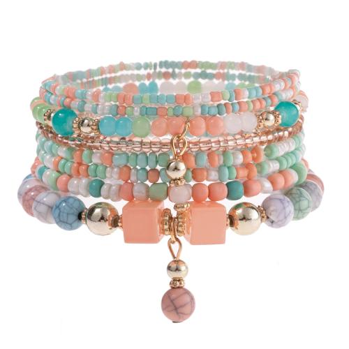 Glas rocailles Armband-Set, met Zinc Alloy, handgemaakt, multilayer & Bohemien stijl & verschillende stijlen voor de keuze & voor vrouw, Lengte Ca 6-8 inch, Verkocht door Stel