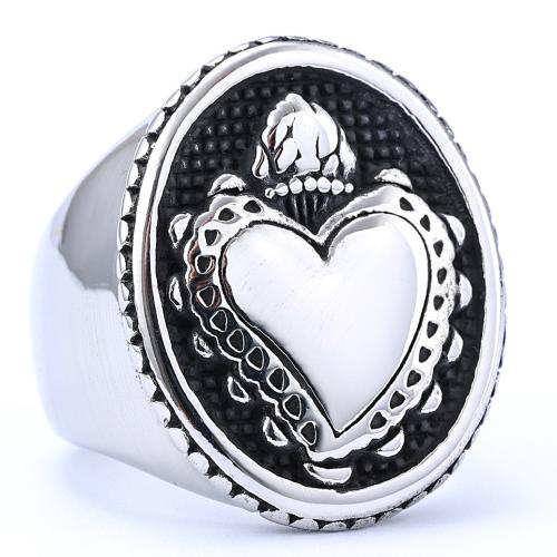 Titanium Steel Finger Ring Heart Unisex & blacken original color US Ring .5 Sold By PC