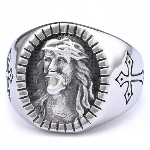 304 Stainless Steel Finger Ring Character plated Unisex & blacken US Ring .5 Sold By PC