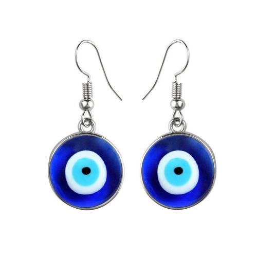 Mal Brincos Eye, Aço inoxidável 304, joias de moda & para mulher, azul, 40x20mm, vendido por par